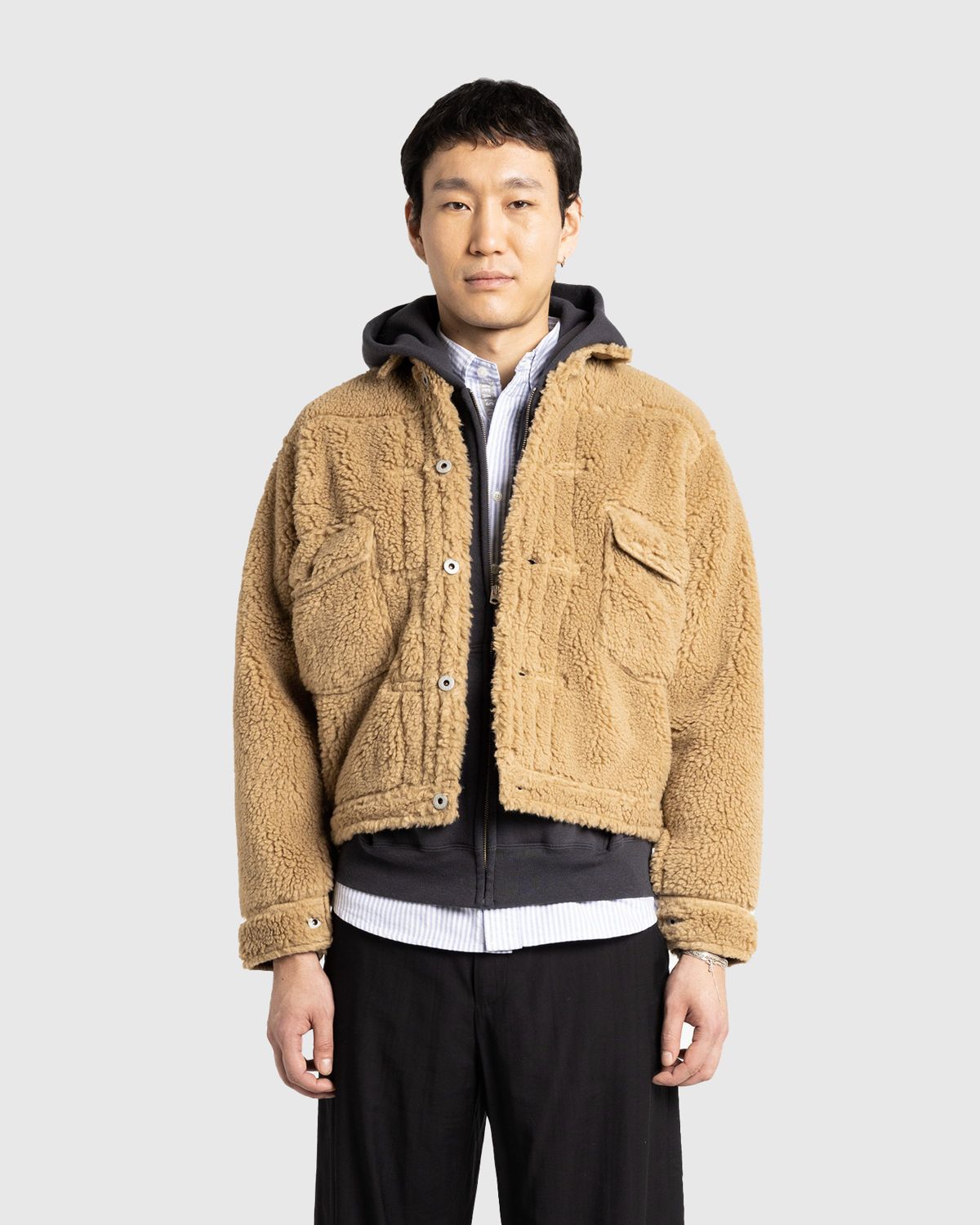 Human Made – Wool Blended Boa Fleece Work Jacket Beige